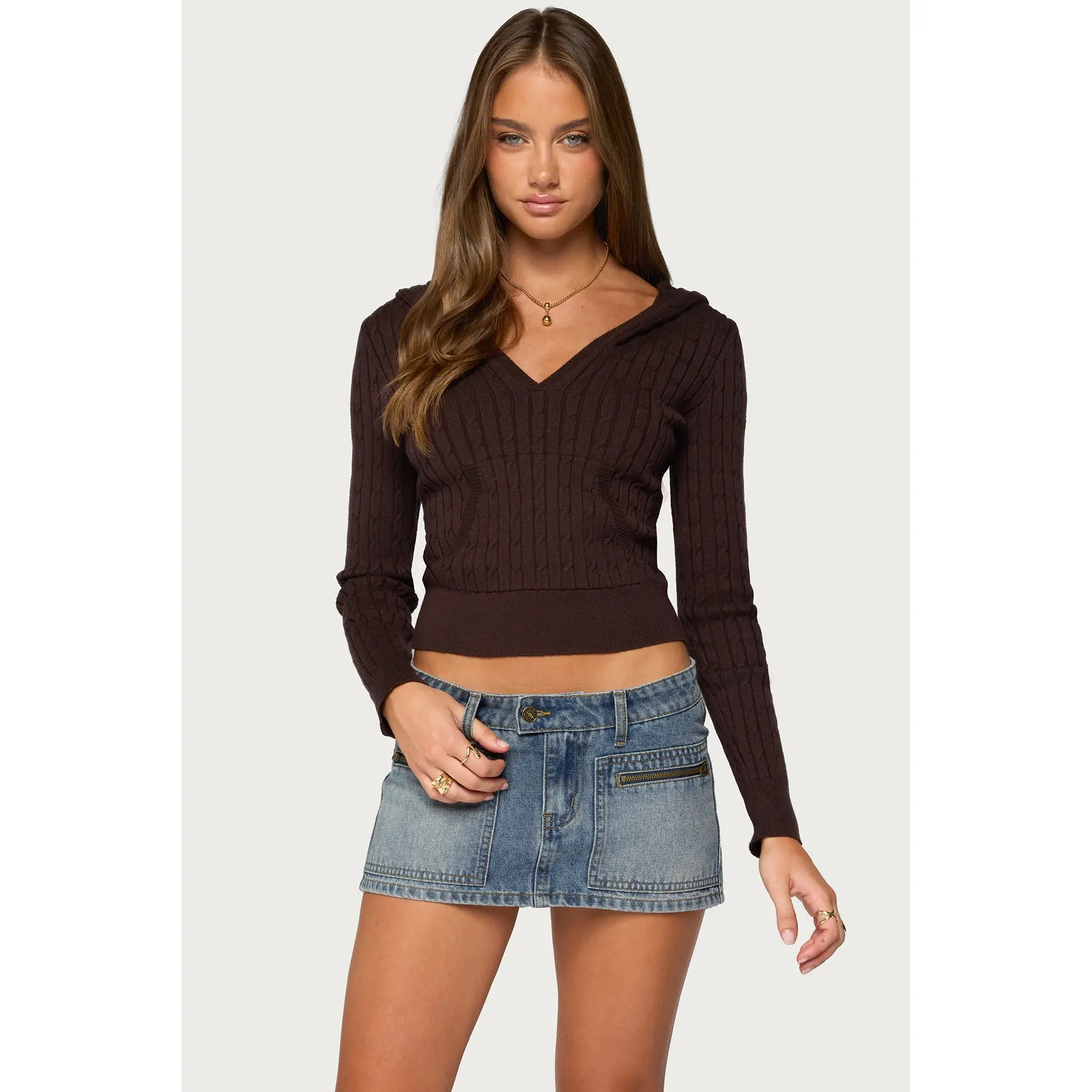 Kimani Cable Knit Hooded Sweater