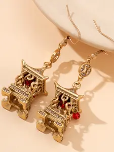 Vintage Rhinestone Zircon Earrings, Long Design Ethnic Style Ear Jewelry, Elegant New Traditional High-End Accessory