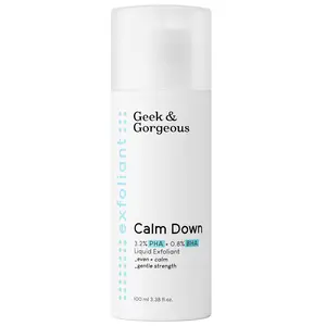 Geek & Gorgeous Calm Down Gentle Bha Exfoliant 3.2% PHA 0.8% BHA Liquid Formula for Sensitive Skin Hydrating & Soothing 100ml