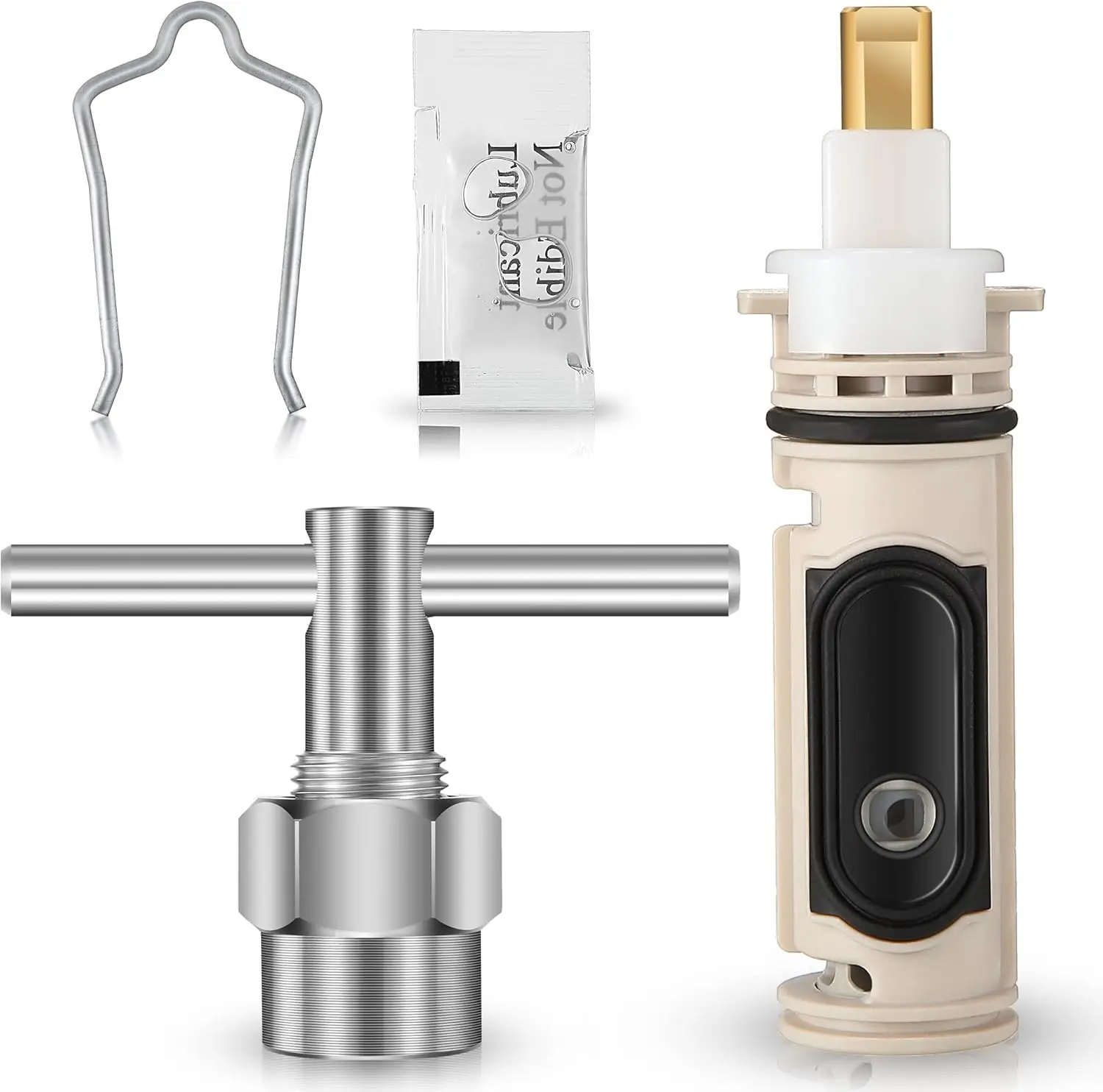 1222 Posi-Temp Faucet Replacement Cartridge Kit with Brass & Poly Polyphenylene Cartridge Puller Tool, Long-Lasting Cost-Effective DIY Solution for Moen Single Handle Tub Shower Water Control, Home Improvement Supplies