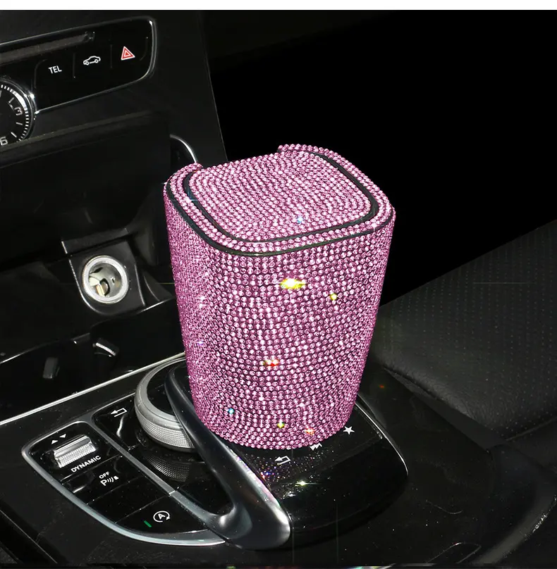 Car Accessories For Girls  Cute Car Accessories 2026 New Crystal Diamond Car Ashtray with Lid, Crystal Rhinestones Car Ashtray with LED Light, Bling Portable Ashtray for Car，for home，for girls, Air Vent Hanging Ash Tray Car Interior Accessories