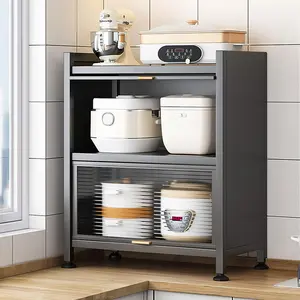 Joybos Three-Tier Black Multi-Function Kitchen Cabinet Storage Rack Heavy Duty Metal Storage Rack Steel Mounting Rack accessories