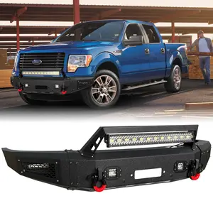 F150 Front Bumper Black Texture Compatible with 2009-2014 Ford F150 (Excluding Raptor and Ecoboost) w/Winch Plate & 5 Aluminum Lights $ 2 4.75T D-Rings
