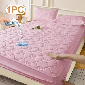 1pc Waterproof Fitted Sheet, Bedding, Stitch Fitted Sheet, Skin-Friendly Fitted Bed Sheet, Mattress Cover, Soft and Comfortable Bedding for Bedroom, Fitted Sheet for Twin, Full, Queen and King All Sizes, Room Decor, Dustproof, Machine Washable