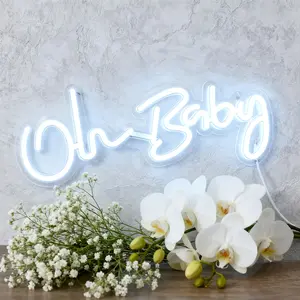 Oh Baby Neon Backdrop Decorative Lights - Oh Baby Neon Decorative Lights, perfect for baby showers, birthday parties, LED backdrop lighting and wall decor, photo props, and as gifts for new parents.