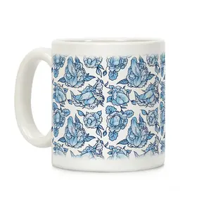 Floral Blue Ceramic Coffee Mug – Reusable & Washable Drinkware with Handle