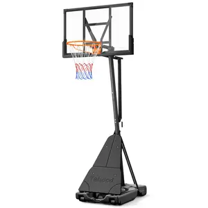 Basketball Hoop Outdoor Portable, 10ft Quickly Adjustable Basketball Goal System with 44 Inch PC Backboard & Wheels for Court/Backyard/Driveway