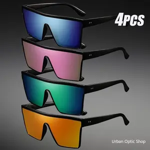 XUH 4PCS Oversize frame One-piece Goggle Men Woman Sunglasses Interior Accessory Protective Gears Anti Glare Car Driving Glasses
