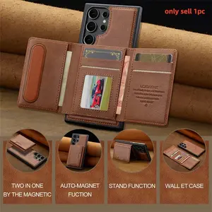 2 In 1 Luxury for Magsafe Wallet Leather Protective Phone Case For Samsung Galaxy S26 S25 S24 S23 Ultra Plus Magnetic Card Holder Cover Casing Protector