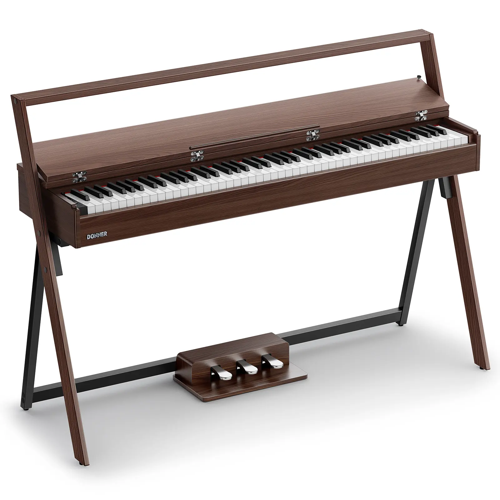 Donner OURA R300 88-Key Upright Digital Piano Keyboard - Walnut Large Floor Model, 134.4*45.4*95.7 cm, Bluetooth, Real Grand Piano Feel, Unique American Rustic Home Design, Dust Cover, 12-Month Support, Diverse Tones, Melodics Included Software, Electroni