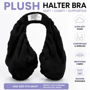 Ultra Soft Plush Halter Bra – Cozy, Wireless, One Size Fits Most
