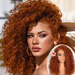 Dark Blue Wear And Go Glueless Wig Pre-Plucked Synthetic HD Lace Frontal Wig 13x6 Afro Wig Kinky Curly With Layer