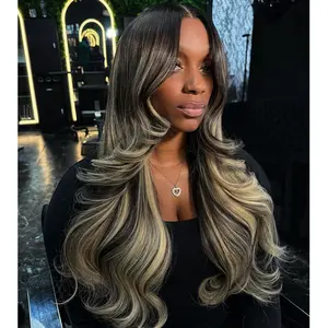 Body Wave Human Hair P1B/27 Highlight Blonde 180% Denisity 13x4 Lace Front Wig Pre Plucked Lace Frontal Human Hair Wigs