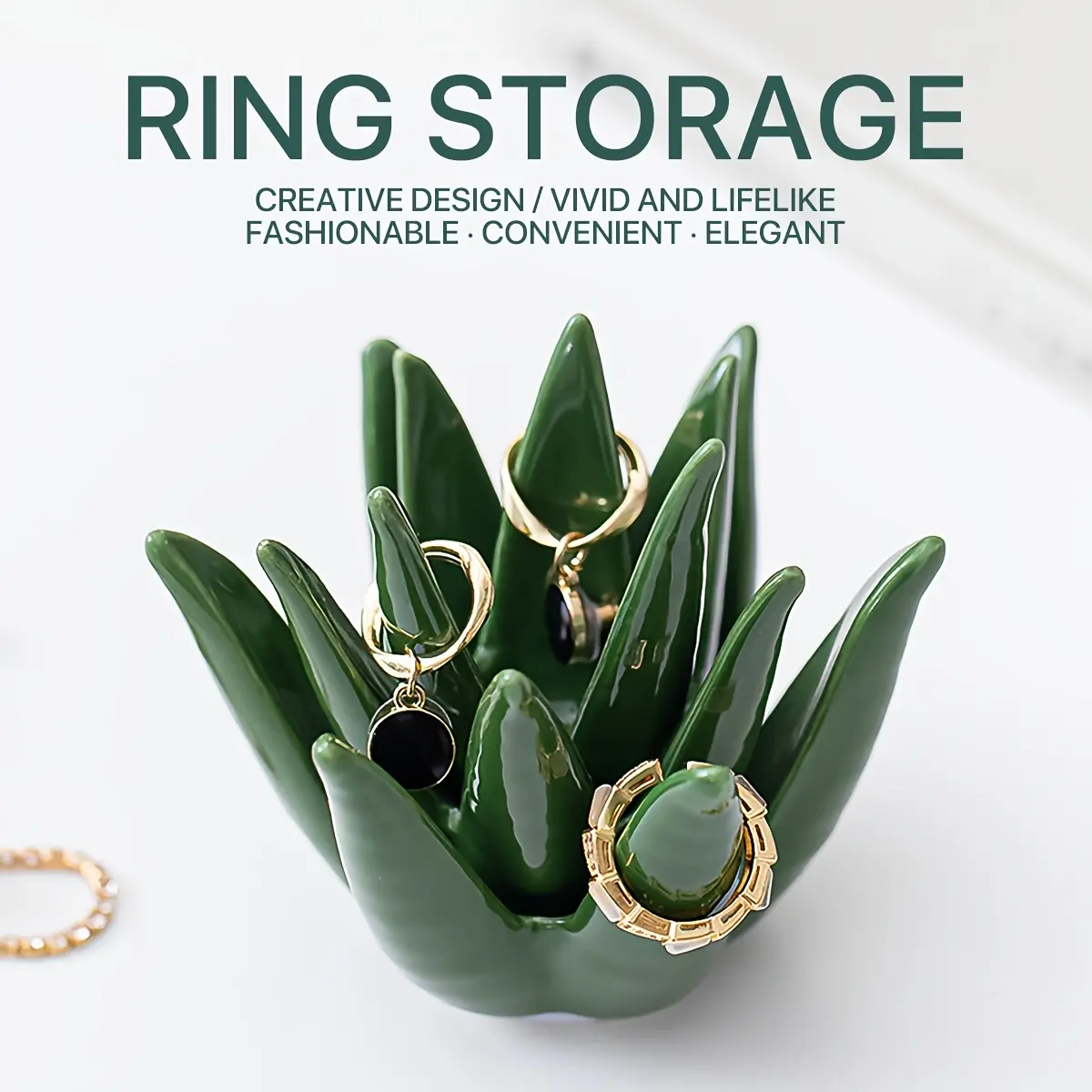ing organizer, Jewelry storage unit, cactus/aloe vera jewelry storage tray, decorative item for home, study room, or office desk. Ring and jewelry dressing table display plate, jewelry showcase. Suitable for home, bedrooms, bathrooms