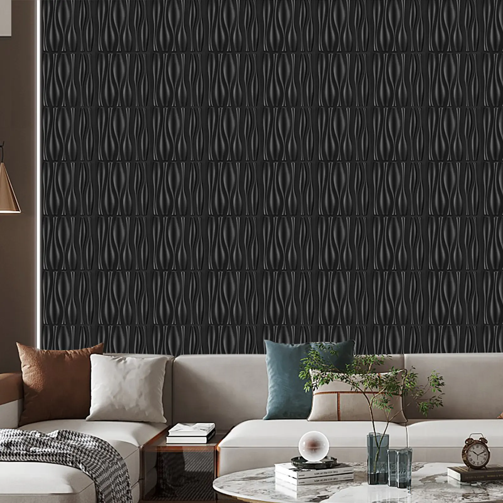 Aadesh PVC Plastic 3D Wall Panels, Waterproof and Fire-Resistant, 11.8x11.8 Inches, Ideal for Living Rooms, Bedrooms, Hotels, Offices