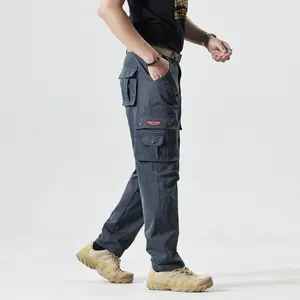 Men's Belted Body-Fitting Plain Ripstop Lightweight Polyester Tactical Cargo Pants - Long, All-Seasons Casual, Multiple Pockets - Carpenter, Industrial Pants for Construction, Outdoor Hiking | Beige Menswear Essential, Carpenter Men's Pants, Belted Men's