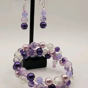 Double Wrap Memory Wire Bracelet & Earring Set