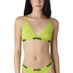 PSD Women's Yellow Pop Triangle Bralette - Breathable Mesh Fabric Bralette with Adjustable Straps, Soft Comfortable and Cute Womenswear Comfy Matching