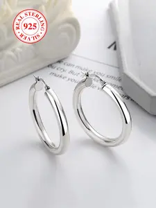 925 Sterling Silver Hoop Earrings, Fashionable Earrings for Women & Men, Trendy All-match & Exquisite Jewelry, Elegant Minimalist Earrings for Birthday Gift