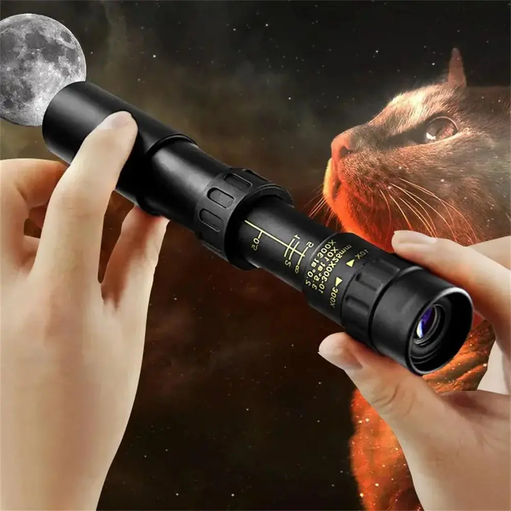 High Definition Monocular Telescope with 10-300x Zoom Lens, Compact Form, 143g Aluminum Alloy Body, Eyeglass-Compatible Design for Hunting View and Outdoor Enthusiasts