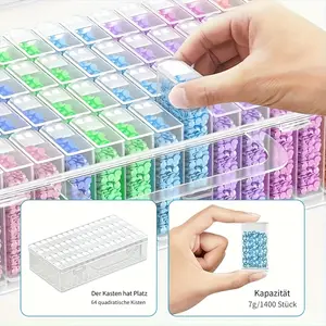 Stackable Transparent Clear Plastic Storage Boxes Organizer Set, Durable Plastic Organizers, with for Crafts Beads Sewing Supplies Small Accessories, 42/64/84/100 Grids