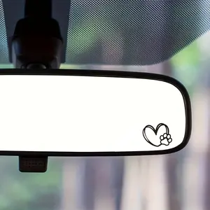 2PCS/SET Heart Paw Print Mirror Stickers, Car Decals, Windshield Sticker, Vinyl Stickers, Mini Stickers, Laptop Stickers, Water Cup Stickers, Personalized Stickers, High Quality Vinyl, Removable Stickers, Mirror Stickers, Pet Lovers