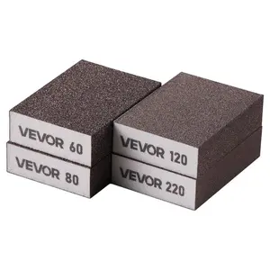 Sanding Sponge, 4 Pcs, 60/80/120/220 Grit Assortment, Washable and Reusable Sanding Blocks for Dry Wet Use, Coarse to Fine Sandpaper Blocks, for Polishing Drywall Wood Plastic Metal Furniture