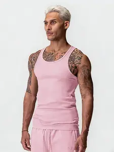 Men's Summer High Elasticity Ribbed Gym Vest, Quick-Dry Sports Base Layer, American Style Youth Fitness Tank Top