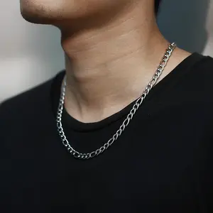 Stainless Steel Figaro Chain Necklace Choker - 3/5/7/9mm - Silver/Gold Color - 16-30" Link for Summer Daily Jewelry Mother Gift