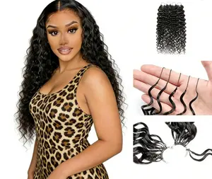 MORGENSTAR   Water Wave Human Crochet Hair  #1B Natural Black 16-24" Soft Invisible Real Hair Pre-Looped Pre-Separated Lightweight No Glue Easy Instal Beginner Friendly