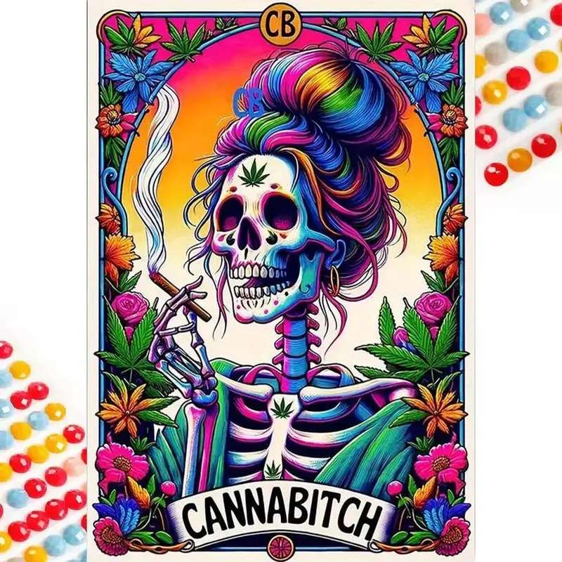 Skull & Letter Pattern DIY Diamond Arts Colorful Painting Kit without Frame, 5D Diamond Arts Colorful Painting Kit, Wall Art Decor for Home, Halloween, DIY Handmade Crafts, Diamond Painting Kits