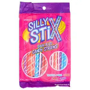 Silly Stix Sour Candy Powder Straws | 4 Flavors 2.75 oz Bag