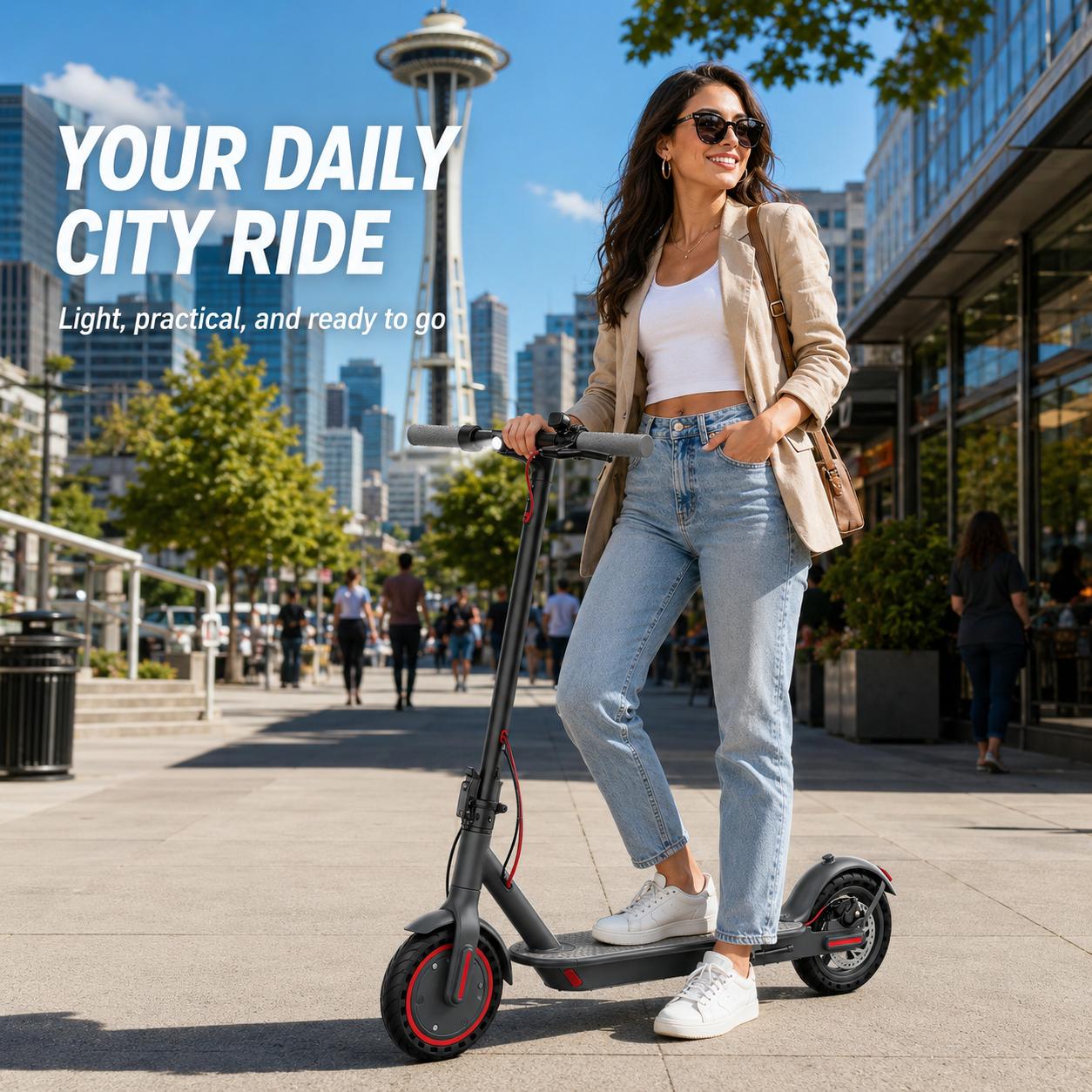 350W Brushless Motor Foldable Adult Electric Scooter, 19 Miles Range Smart App Control Commuter E-Scooter with LCD Display
