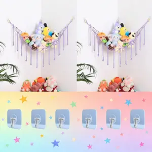 2-Piece 51-Inch Filled Animal Storage Hammock or Corner Net, Large Toy Hammock Net for Room Decoration, Cute Plush Animal Organizer