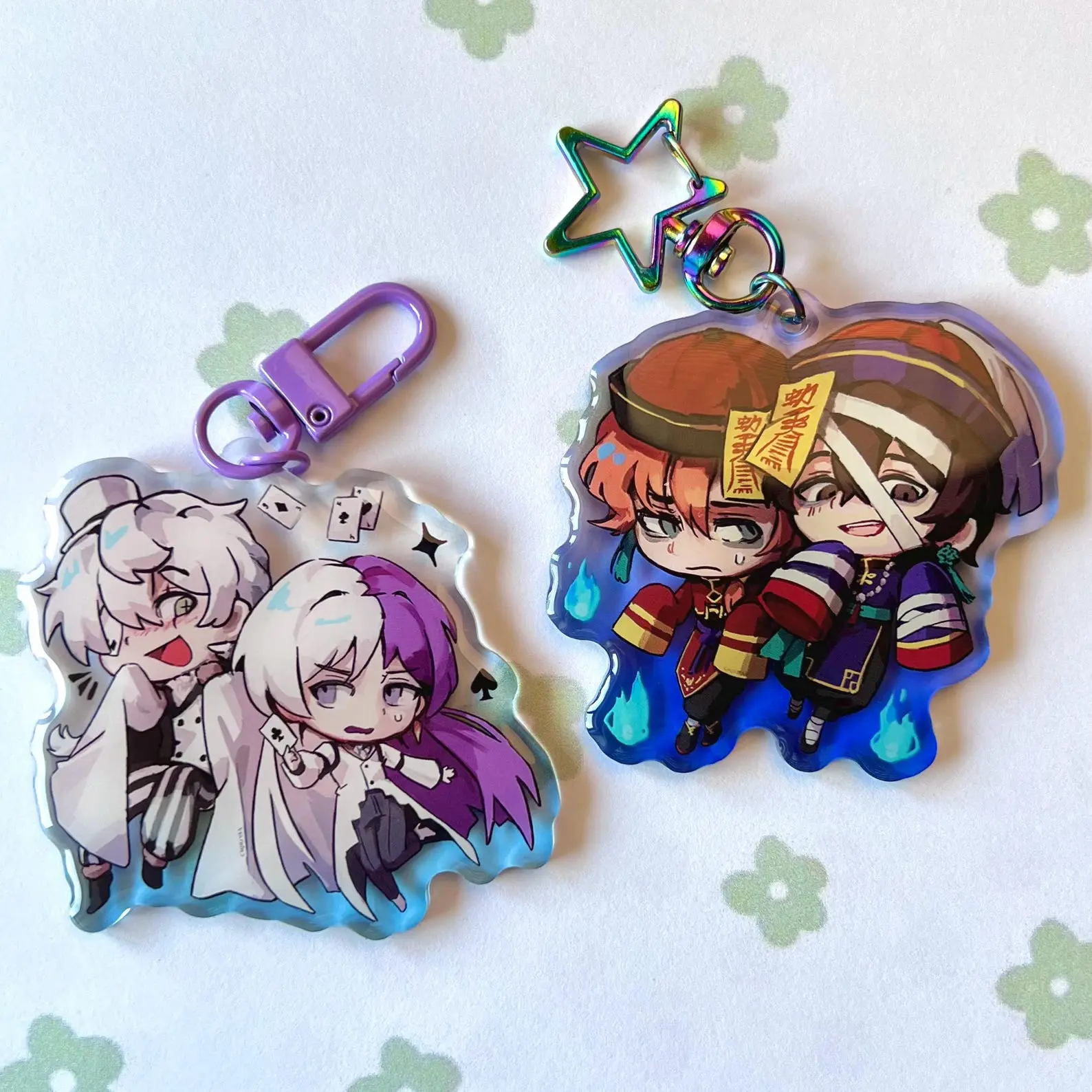 BSD Bungou stray dogs Epoxy Keychains Acrylic: Nikolai Sigma, Soukoku Dazai Chuuya Jiangshi