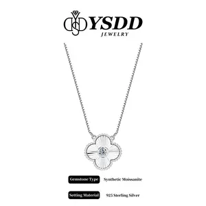 【6.13 LIMITED】Solitaire Bezel Clover Necklace Snake Chain vvs Synthetic Moissanite Necklace in 925 Sterling Silver