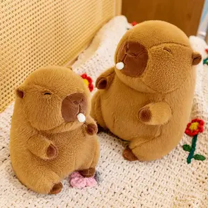 Cute Capybara Plush Toy with Stretchable Snot K Simulation Animal Plush Doll Children's Gift Soft & Huggable Turtle Capybara Fruit Design