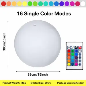 6-inch Rechargeable Cordless LED Light Ball - Nursery Night Light with Remote Control, 16 RGB Color Changing, Dimming, Waterproof Floating Pool Decor for Kids