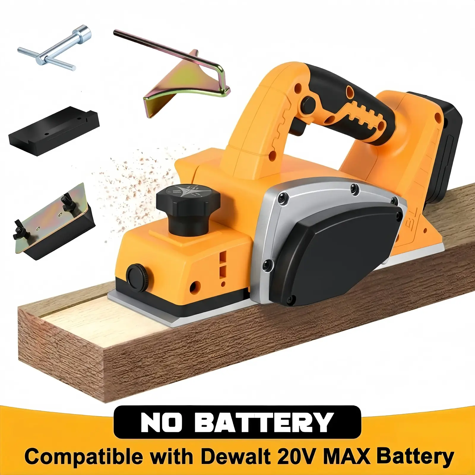 3-1/4" Cordless Brushless Motor Wood Planer for DeWalt 20V MAX Battery - 15000 RPM High Speed Power Tools, Hardware for DIY Wood Surface Edge Smoothing (Tool Only)