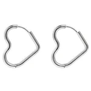 Heart Hoop Earrings for Women by Ginger Lyne | Gold over Stainless Steel Drop Style Lightweight Fashion Jewelry | Cute Modern Shaped for Layered or Solo Look Gifts for Her