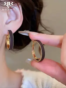 Women's Elegant Hoop Earrings, Velvet Geometric Design, Perfect for Daily Wear & Parties, All-Season Accessory, High Quality Earrings