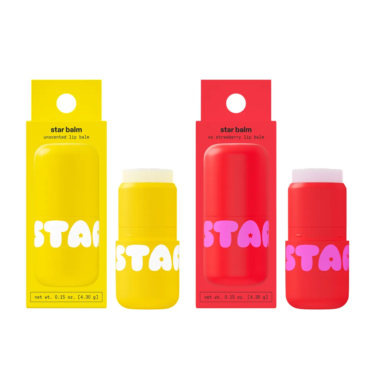 Starface Star Balm Bundle - So Strawberry, Unscented, Smooth Cocoa - Hydrating, Moisturizing Lip Balm with Shea for Silky Lip Care