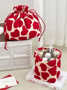 Heart Pattern Travel Skincare Bag Set, Drawstring Makeup Organizer and Travel Storage Pouch, Travel Organizer for Gifts & Vacations