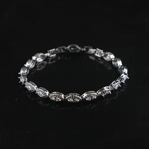 Adjustable 7 8 Inch Cubic Zirconia Bracelet for Men Women, 5A+ Zircon Gemstone Brass Jewelry, Elegant Everyday Wear Fashion Gift