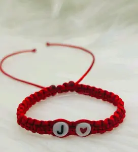 Personalized Red Rope Bracelets with Initials J & Heart for Friends Couples and Spouses Unique Friendship Accessories Customizable for Special Bonds Amistades Bangle