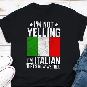 Vintage Men's Short-Sleeve Cotton Knit T-Shirt - Round Neck Sporty Sports Top, American Streetwear Casual Wear, Funny "I'm Not Yelling That's How We Talk" Gift, Sporty Sports Tops