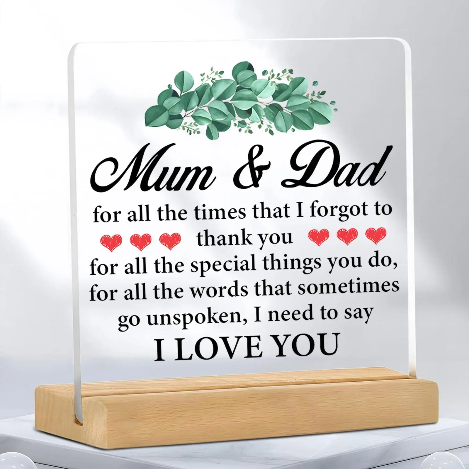 Acrylic Decorative Sign for Best Mom and Dad Gift, Thank You Decoration for Parents, Clear Desktop Ornaments for Home Bedroom, Novelty Desk Decor, Home Office Decor, Acrylic Plaque Decor, Acrylic Signage Plaque