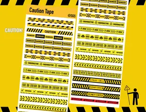 Caution Tape Sticker - Yellow and Black Design, Clear Window for Viewing, Ideal for Safety Communication