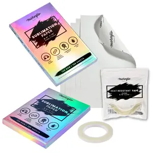 MakerFlo Sublimation Printing Pack – 200 Sheets Sublimation Paper (8.5 x 11 & 8.5 x 14) with Heat-Resistant Tape for Tumblers, Mugs & Craft Projects