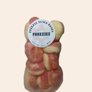 Freezies Peach Holes Snack Sweet Candy Crunchy Flavor 3oz 85g Freeze Dried Sweet Treats